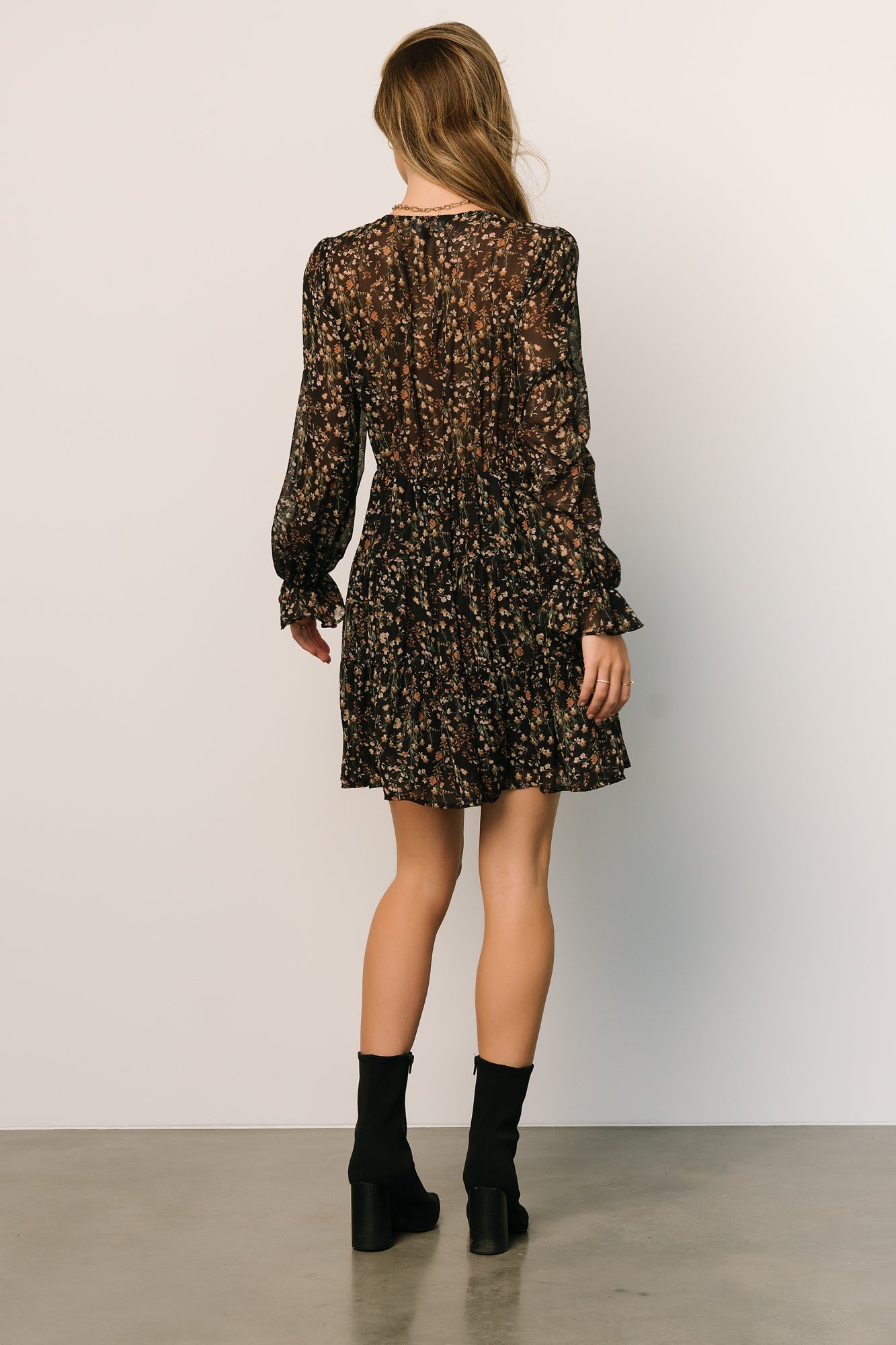 Huxley Tiered Short Dress | Black Multi Floral Buy Cheap New