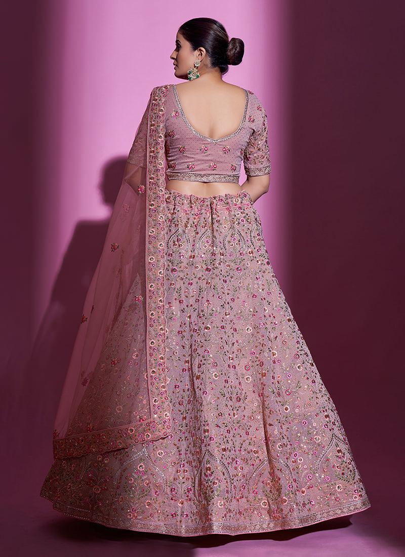 Embroidered Mauve Pink Heavy Lehenga Free Shipping Pick A Best