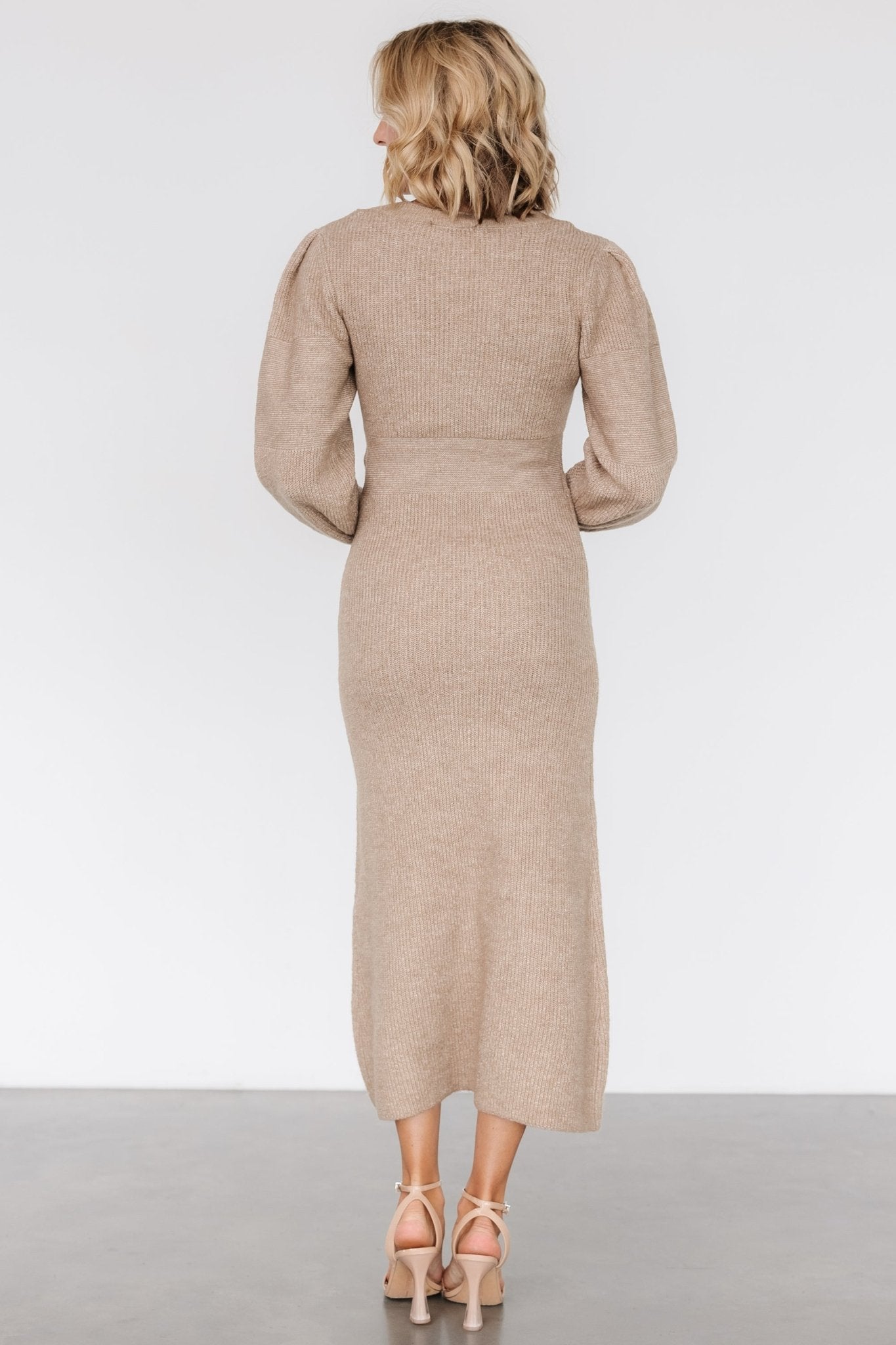 Lenore V Neck Sweater Dress | Latte Cheap Sale Newest