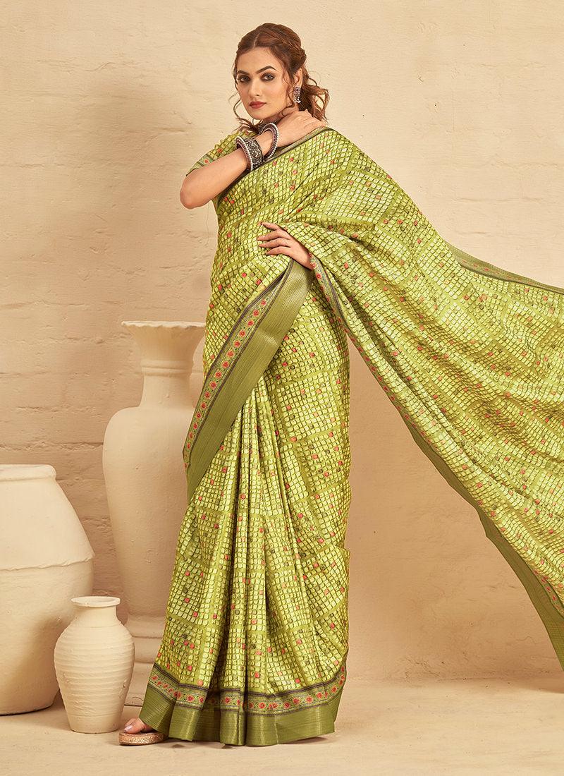 Silk With Textured Digital Print Light Green Saree Clearance Wiki