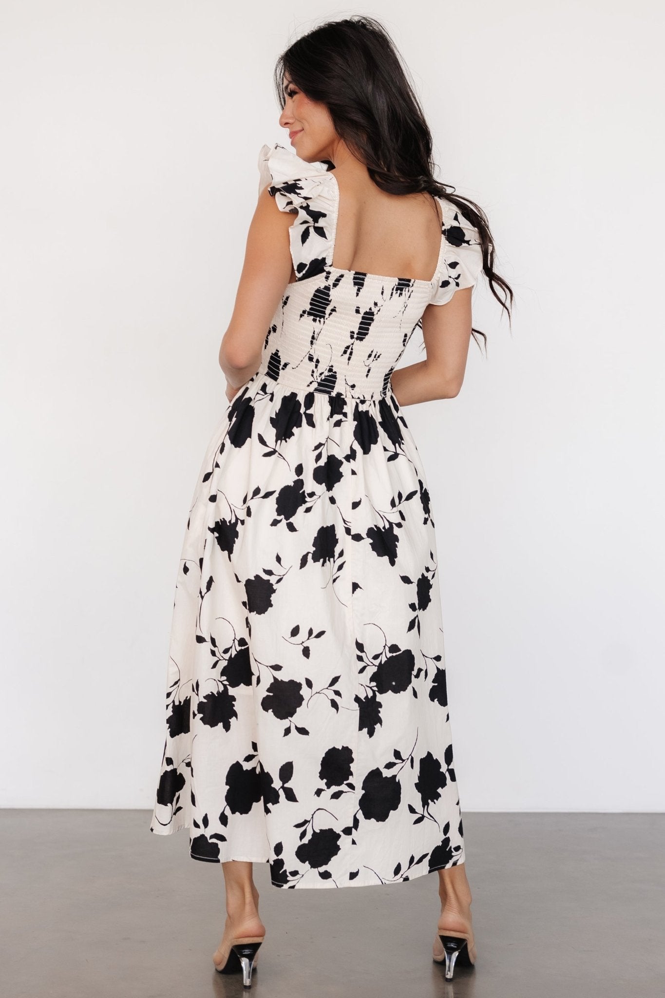 Bridget Midi Dress | Ivory + Black Floral Collections Cheap Pice