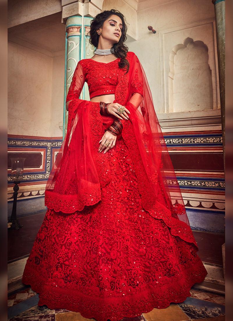 Spectacular Strawberry Red Soft Net Designer Ethnic Lehenga Choli Clearance Genuine