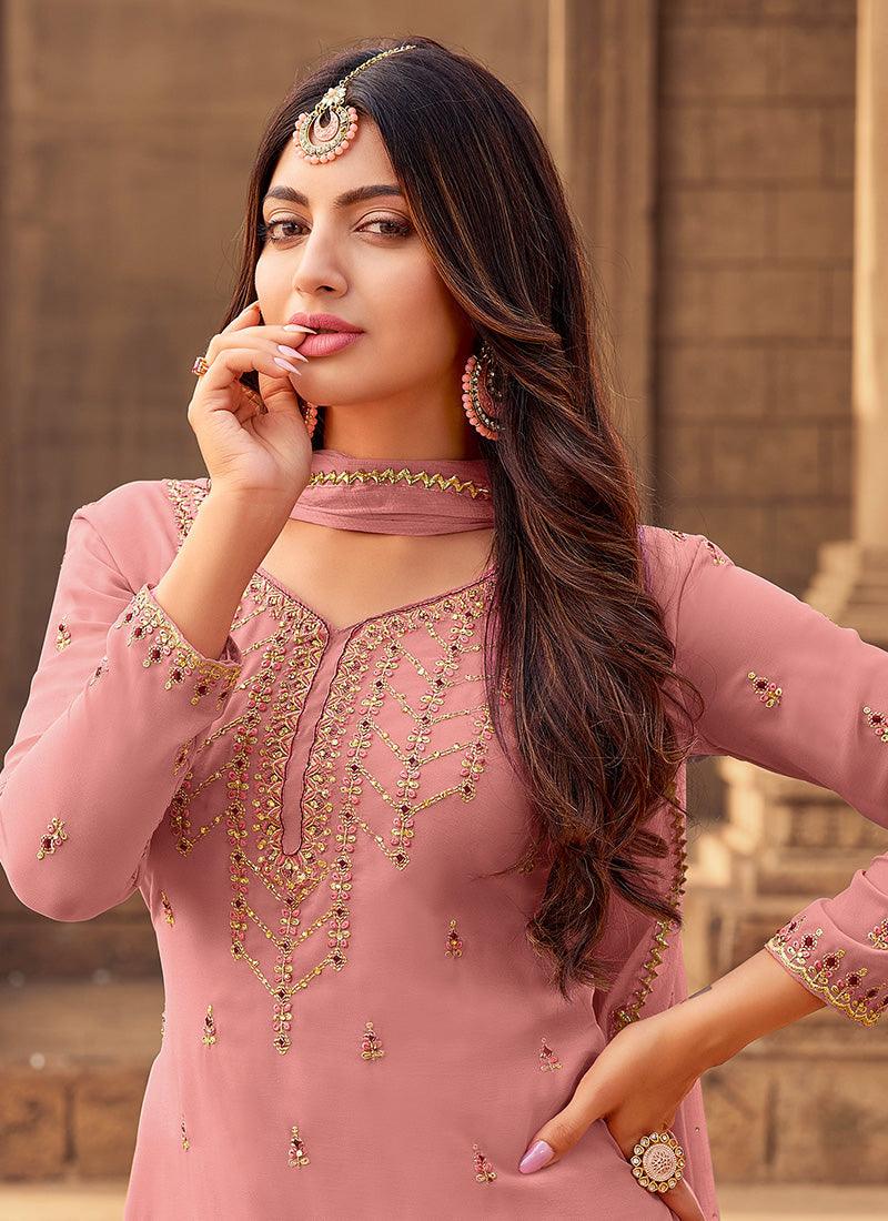 Blush Pink Color Georgette Material Sharara Salwar Suit Buy Cheap Nicekicks