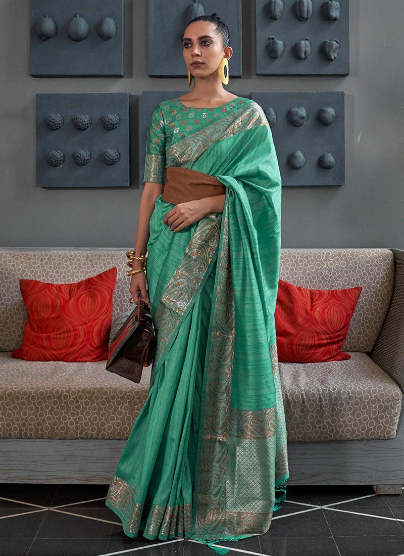 Handloom Weaving Green Classic Silk Saree Outlet View