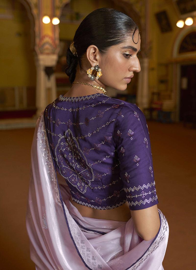 Organza Saree With Purple Blouse Footlocker Pictures Sale Online