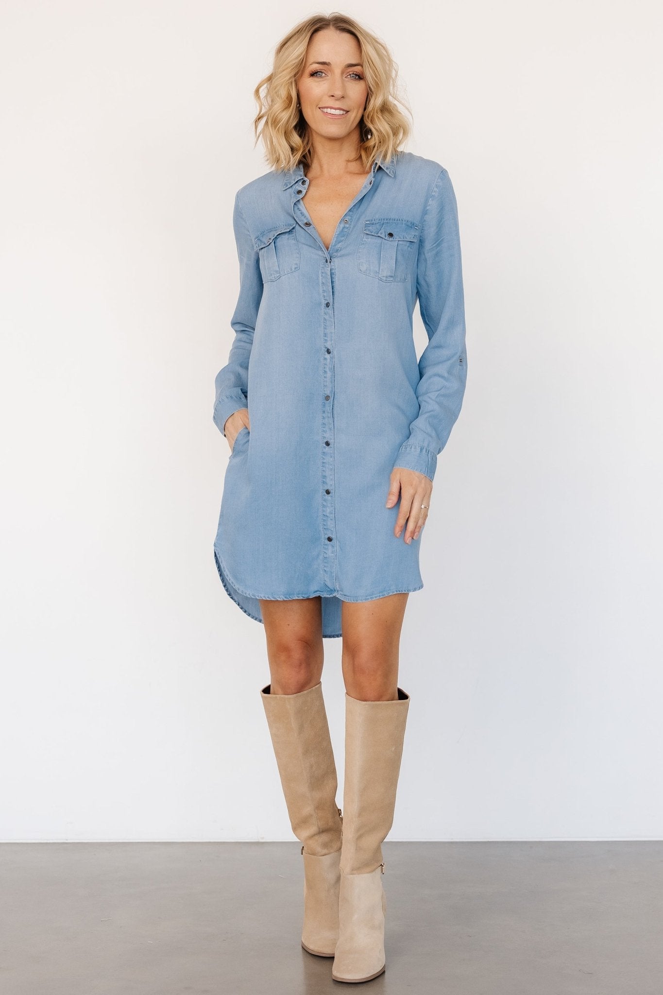 Shania Shirt Dress | Chambray Inexpensive Cheap Online