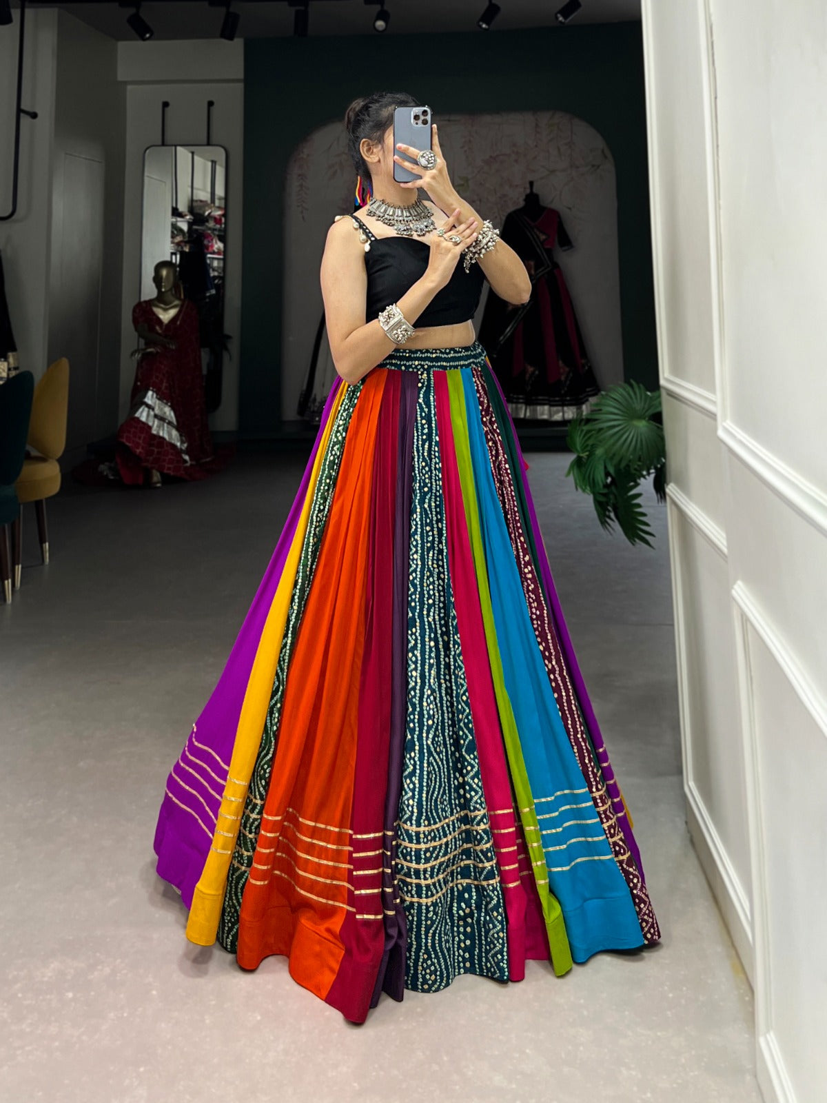 Vibrant Multi colored Lehenga Choli for Navratri Nights Sale Deals