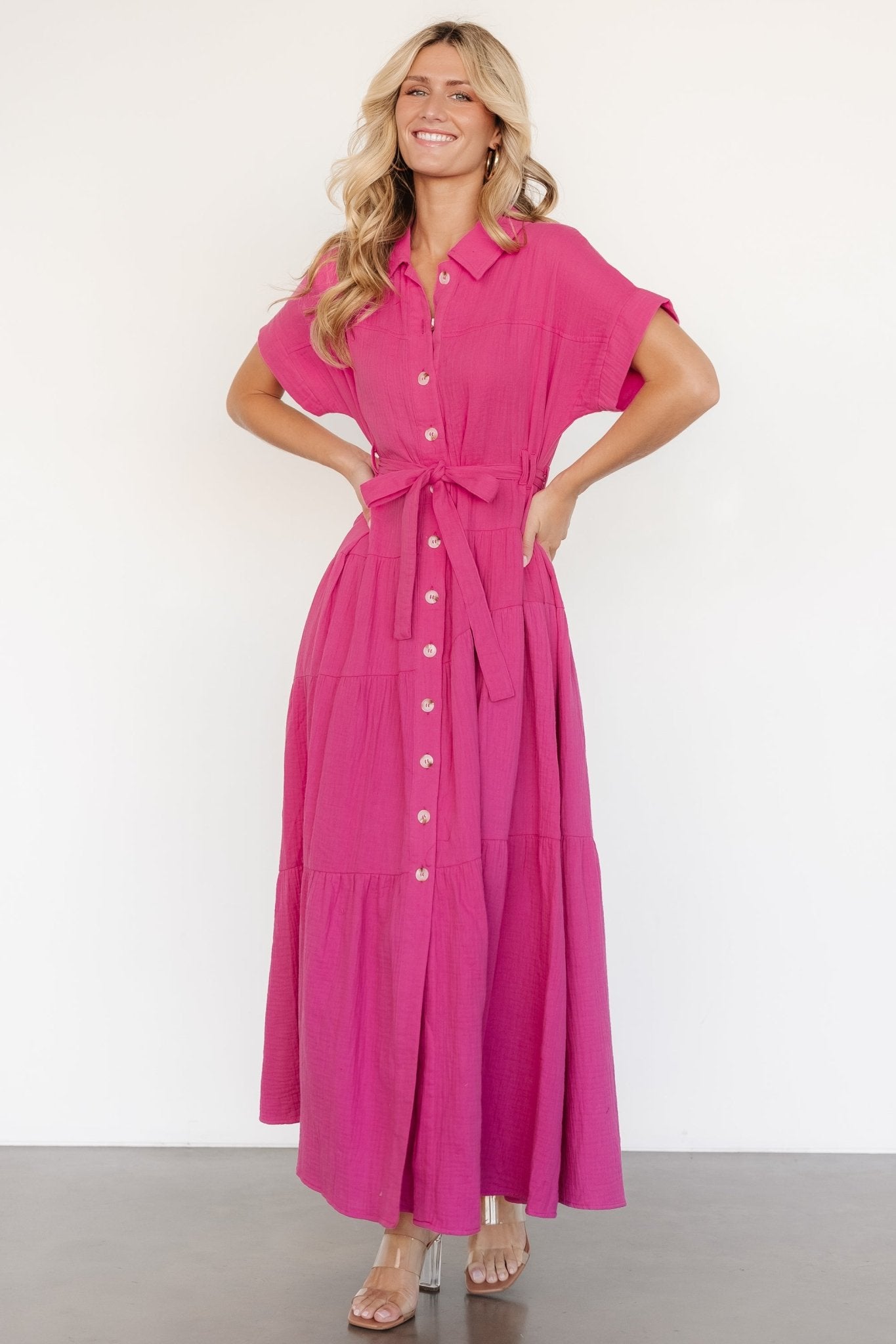 Aizey Button Up Maxi Dress | Pink Clearance Pick A Best