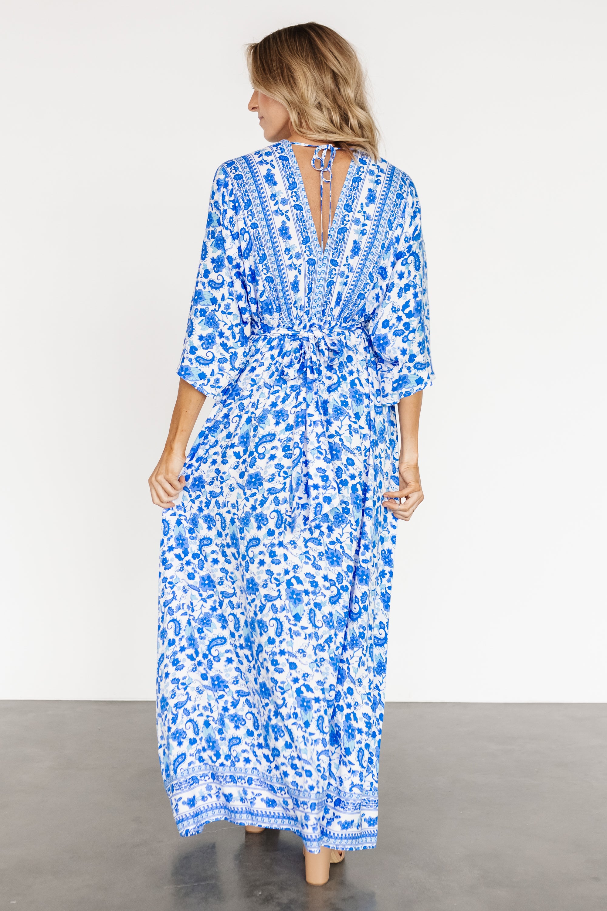 Watson Kimono Maxi Dress | Blue + White Free Shipping Shop Offer