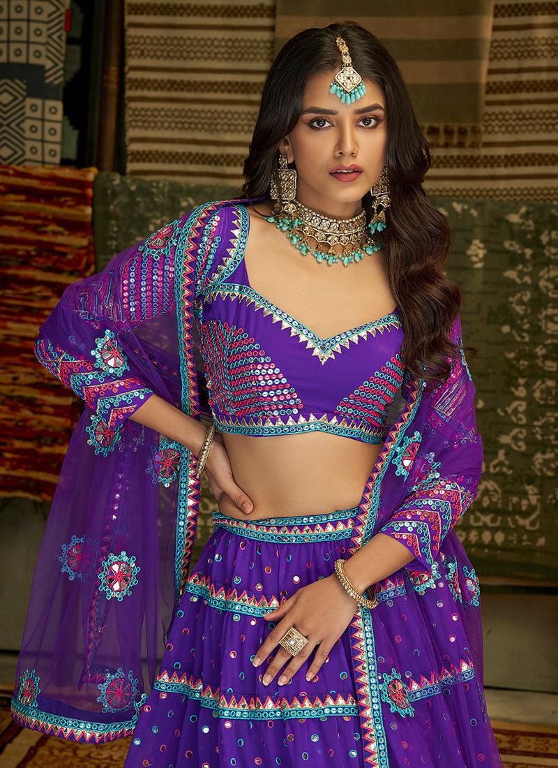 Sequins Work Purple Ghagra Choli Sale Cheap Pice