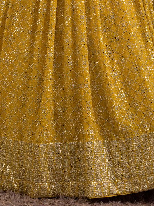 Yellow Georgette Embroidered and Sequinned lehenga choli Latest