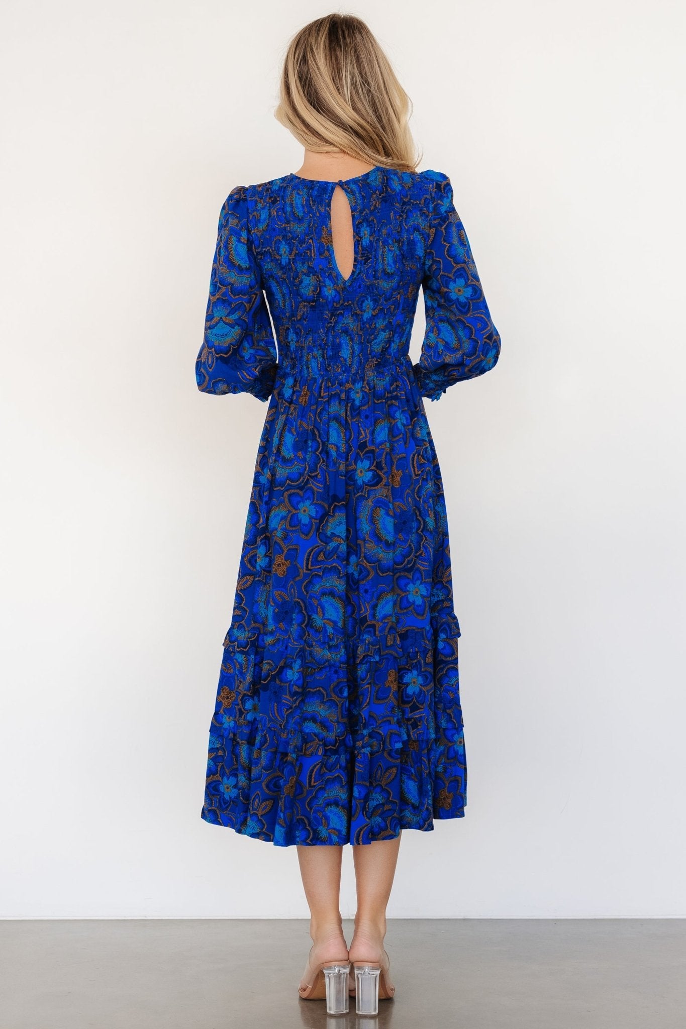 Andersen Smocked Midi Dress | Cobalt Floral Buy Cheap 2025 Unisex