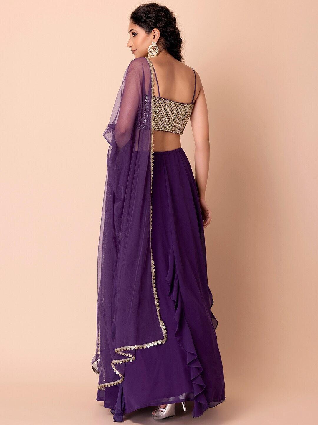 Purple Georgette Sequinned Flared lehenga choli Outlet Finishline