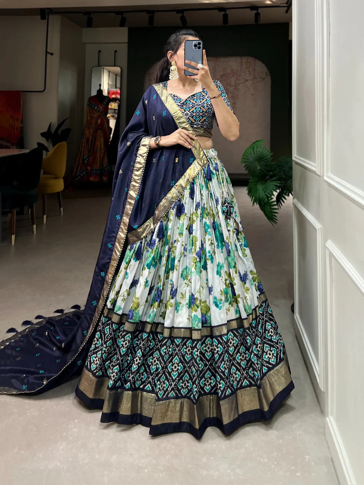 Exquisite Tussar Silk Lehenga Choli Set Discount For Cheap