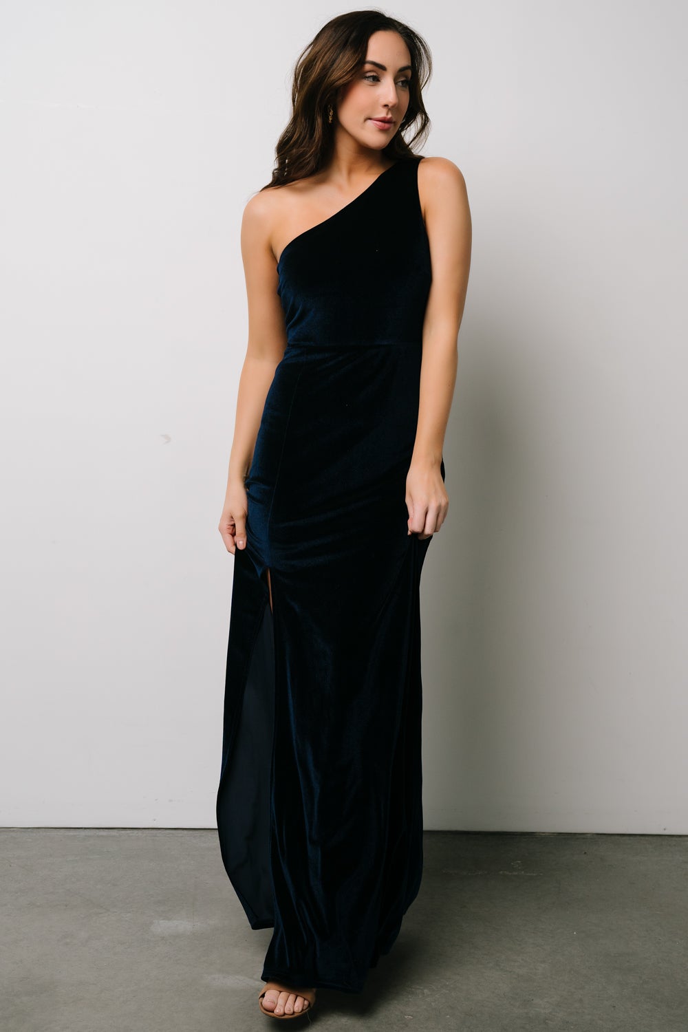 Tatiana Velvet One Shoulder Maxi Dress | Navy Purchase For Sale