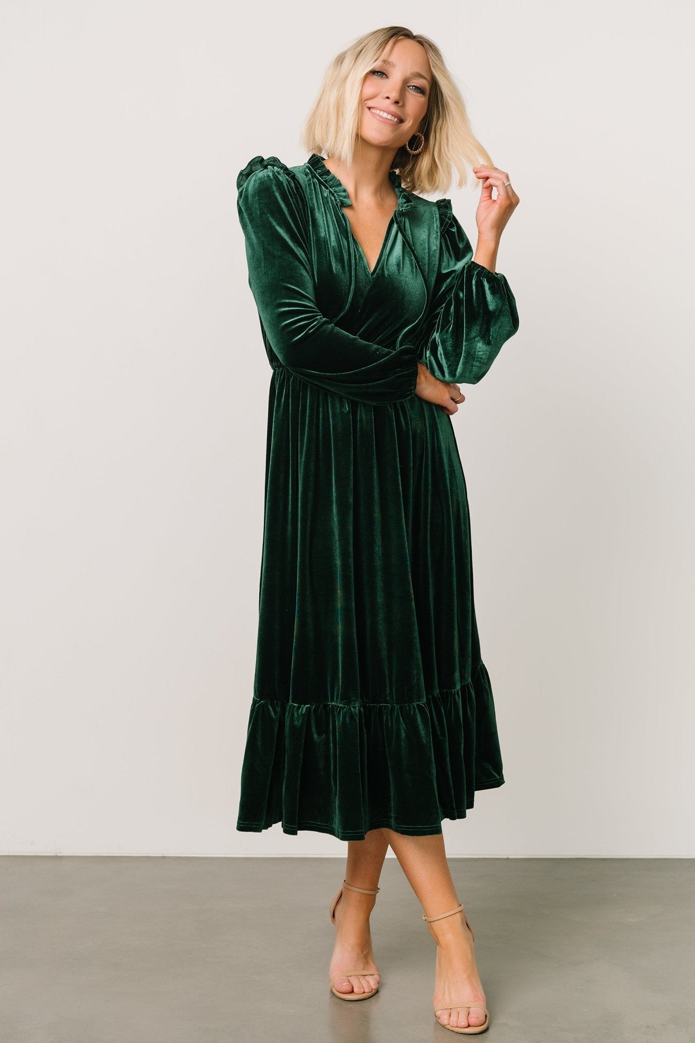 Amadora Velvet Dress | Green Discount Collections