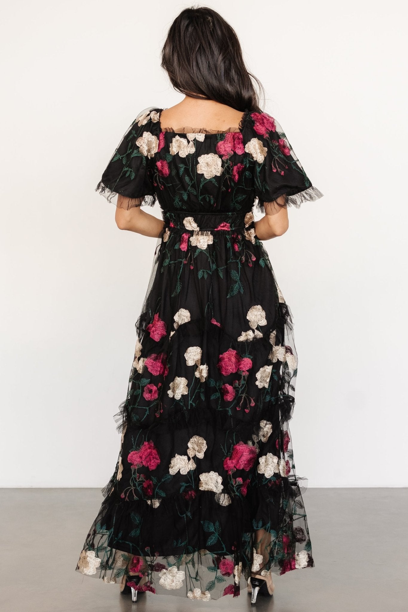 Allison Embroidered Tulle Maxi Dress | Black Multi Sale 100% Original