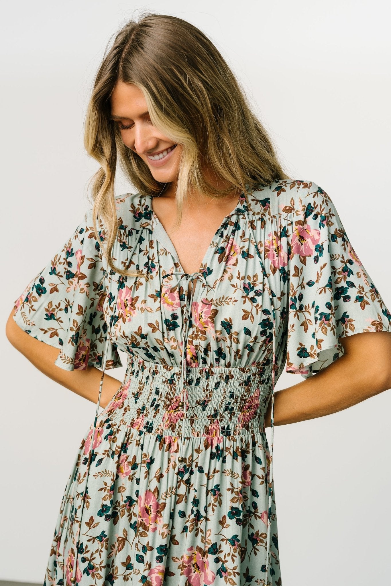 Spell Boho Midi Dress | Sage + Pink Floral Nicekicks Cheap Online