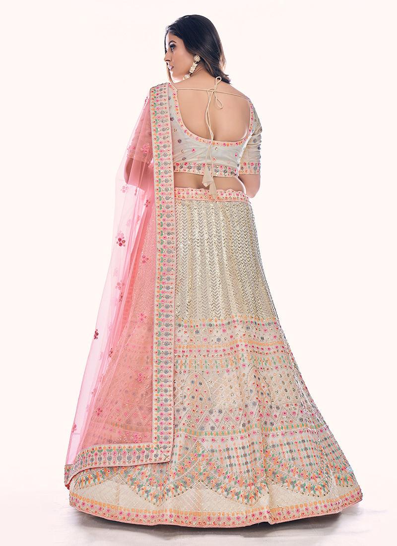 Heavy Embroidered Work White Wedding Lehenga Clearance Newest