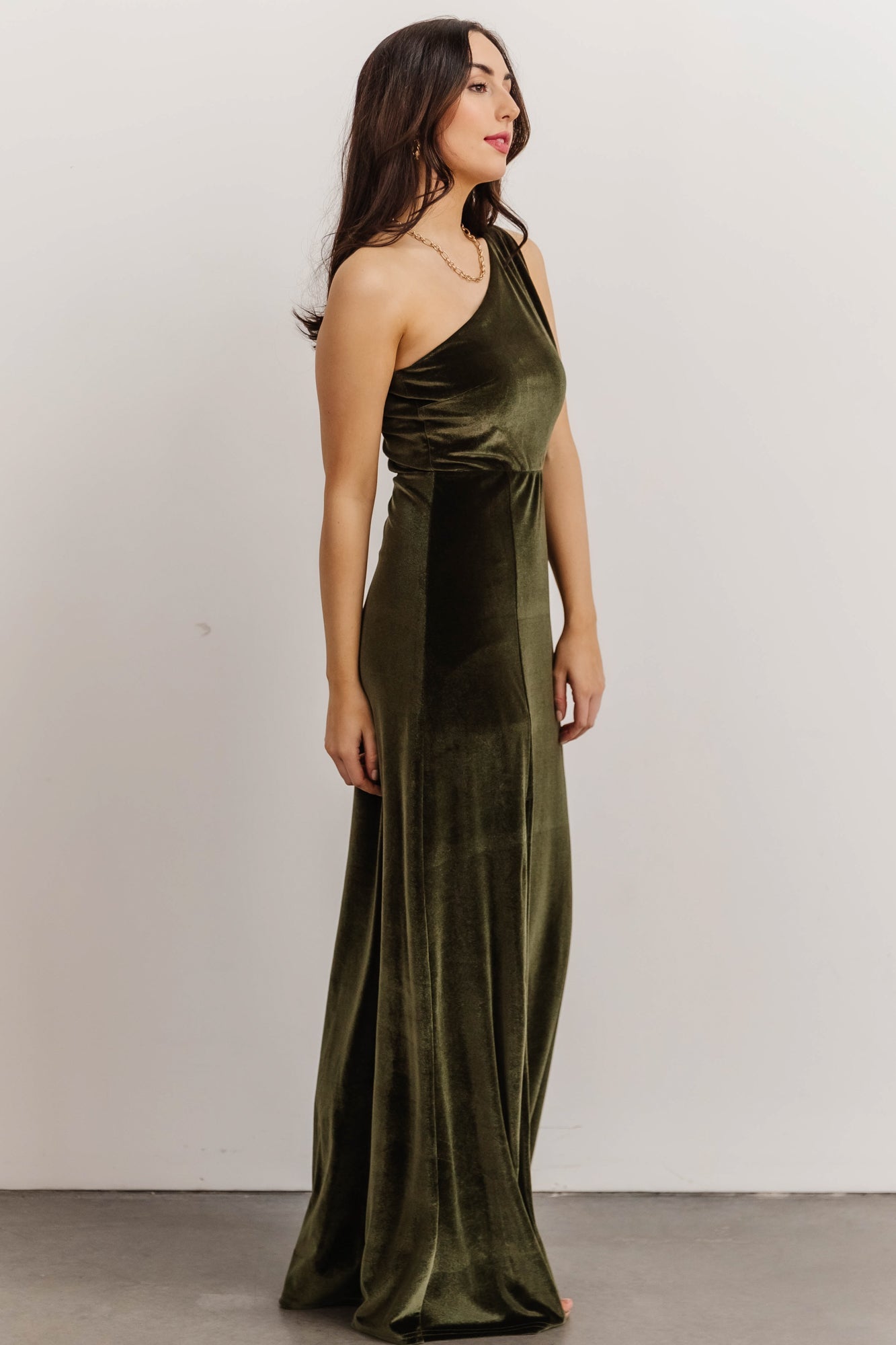 Tatiana Velvet One Shoulder Maxi Dress | Olive Discount Authentic Online