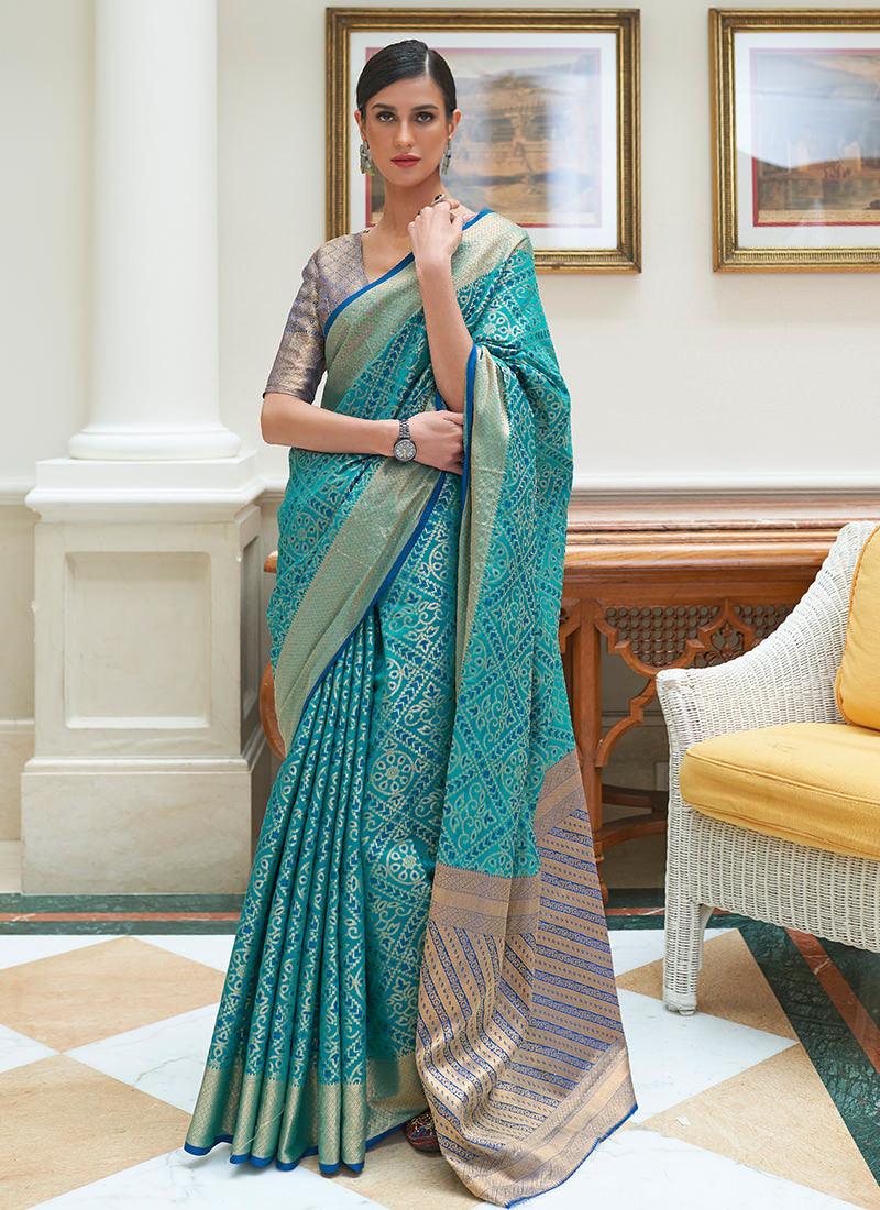 Turquoise Traditional Patola Saree Cheap Best Seller