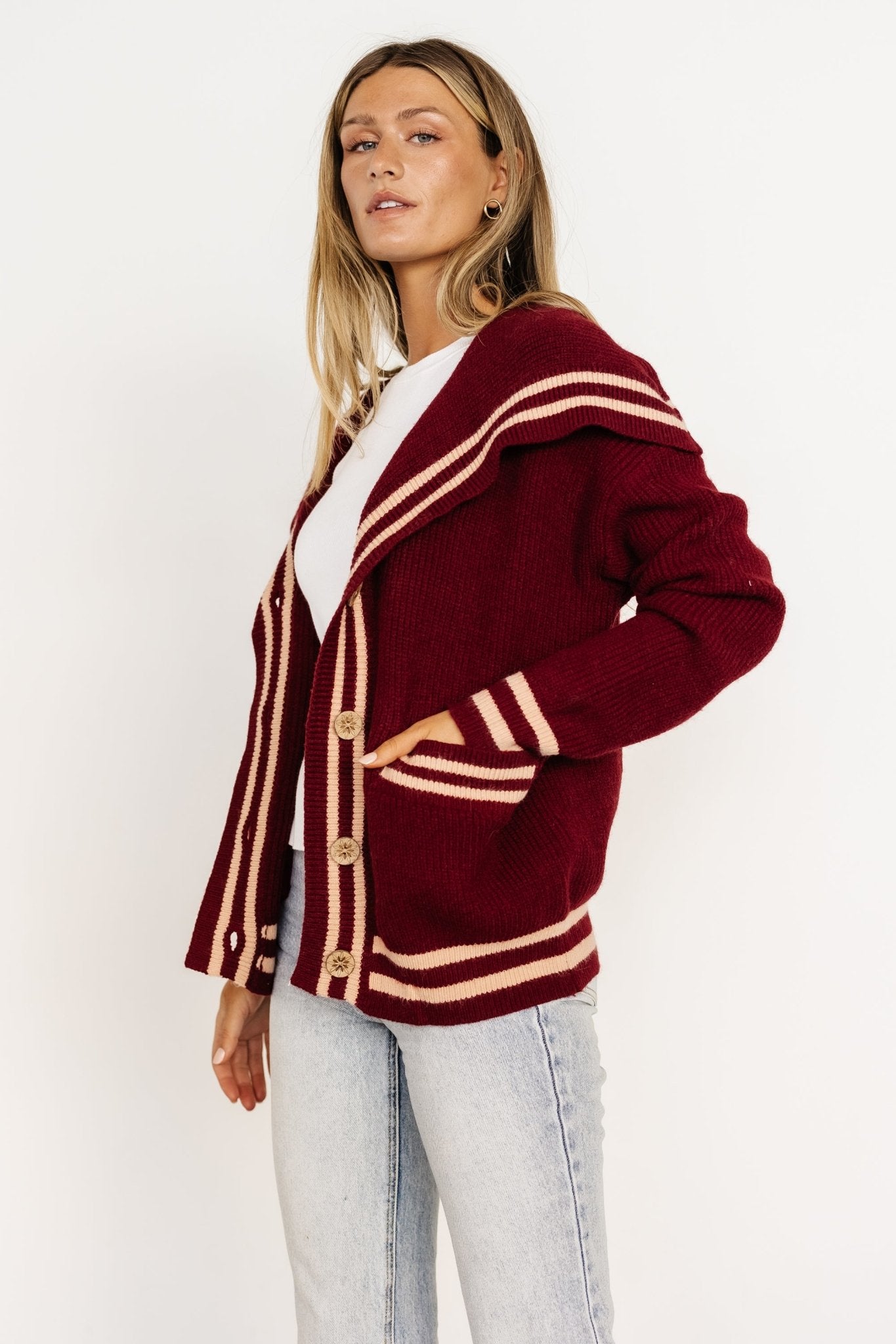 Corbett Knit Cardigan | Burgundy Buy Cheap Clearance Store