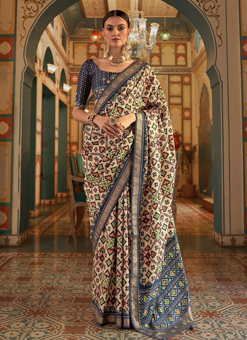 Dark Grey Smooth Silk Patola Saree Finishline Sale Online