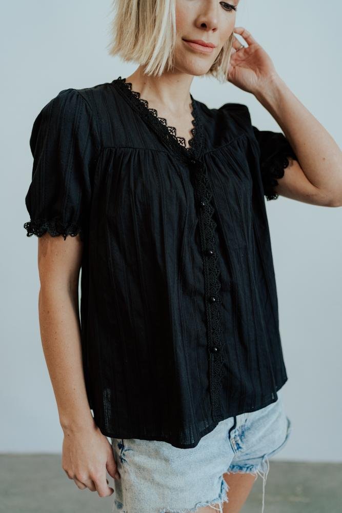 Sloane Button Top | Black Low Cost Cheap Online