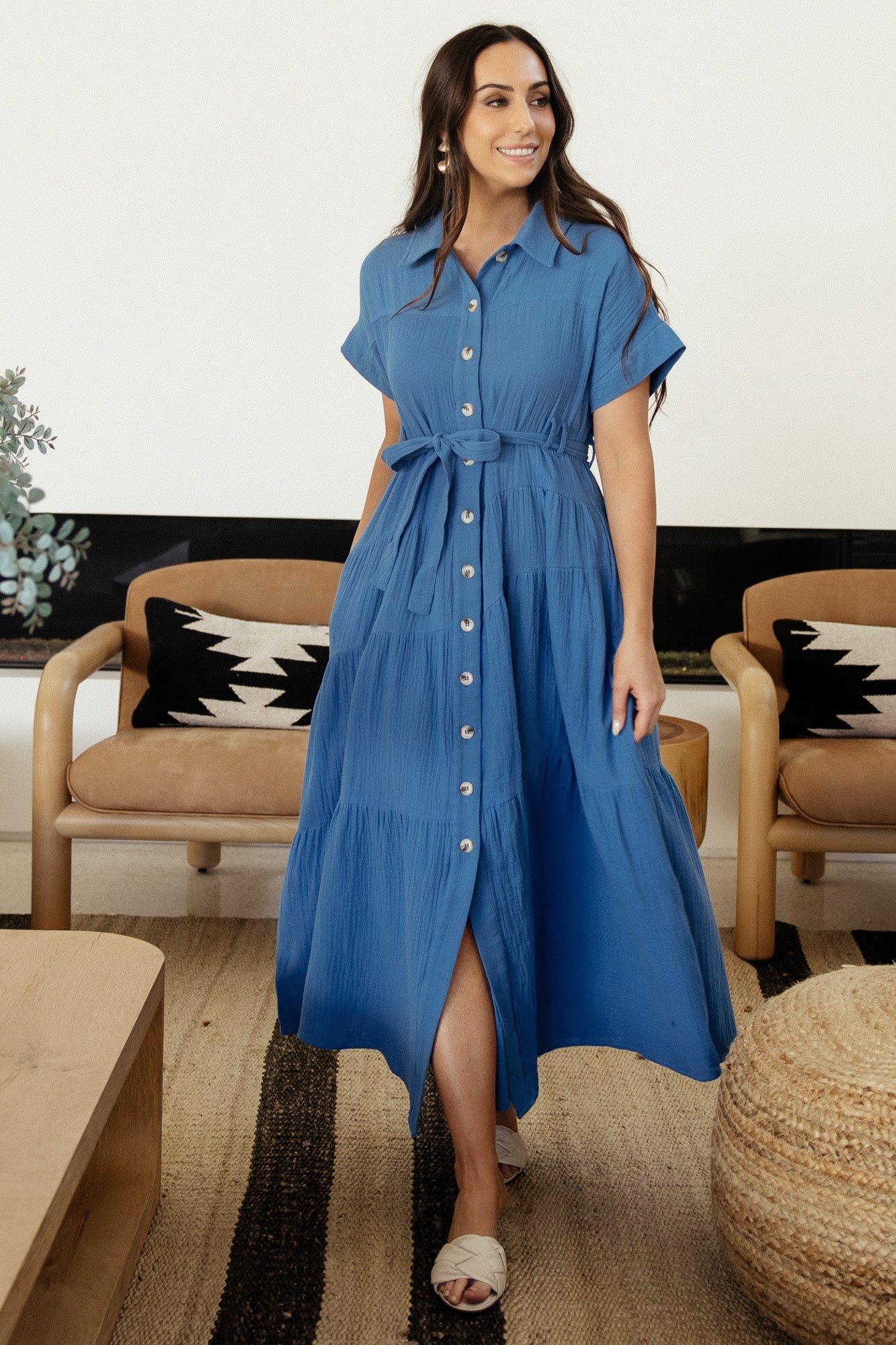 Aizey Button Up Maxi Dress | Blue Buy Cheap Wide Range Of