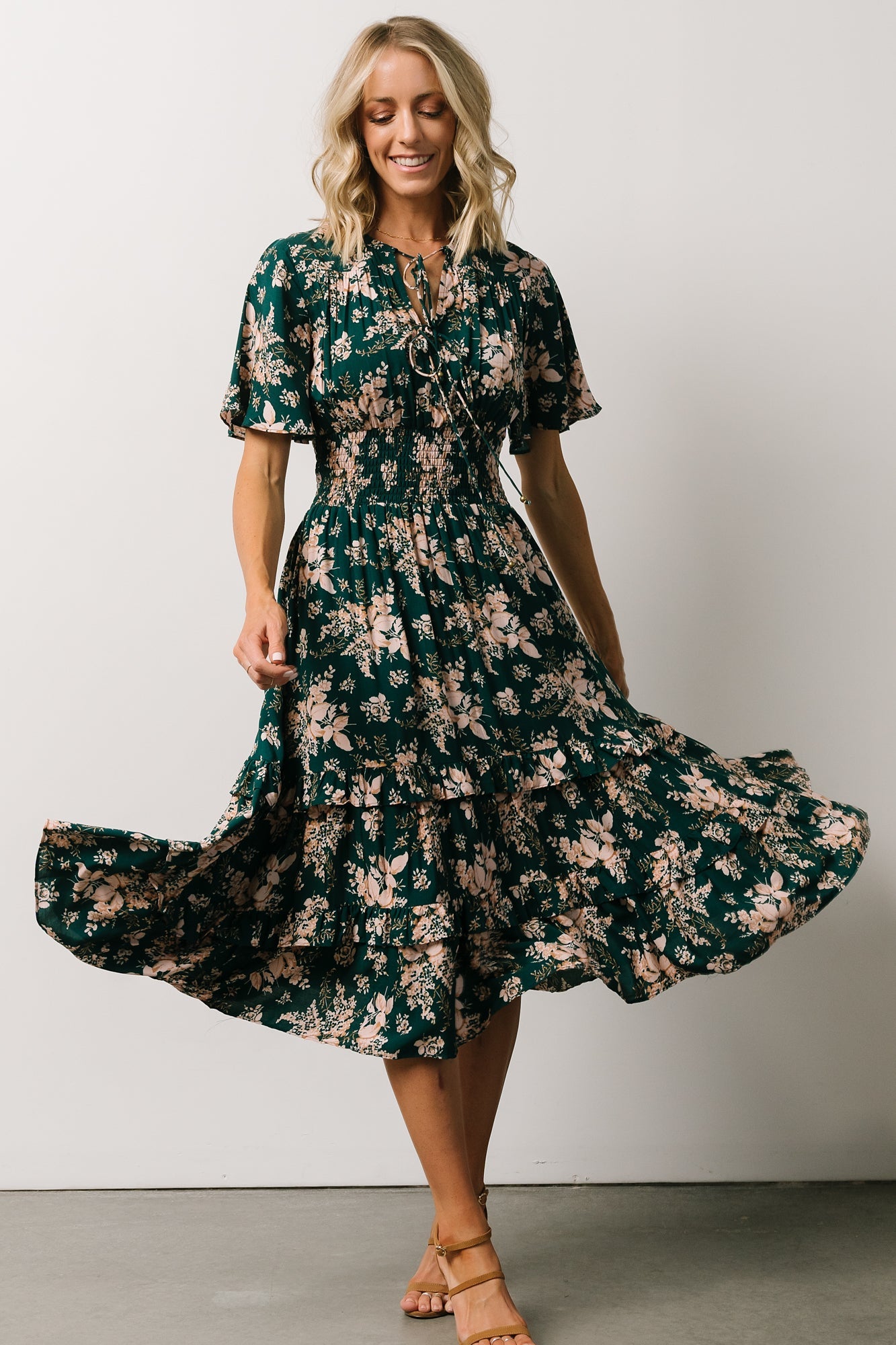 Spell Boho Midi Dress | Topaz + Blush Floral Sale Clearance