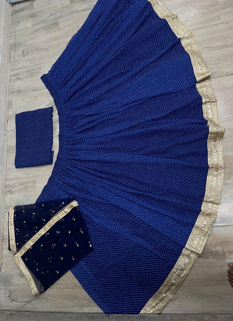 Navy Blue Dotted Flared Lehenga Sast Sale Online