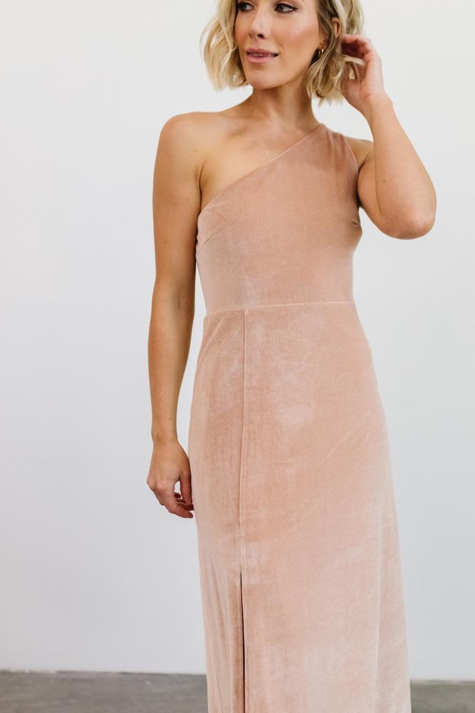 Tatiana Velvet One Shoulder Maxi Dress | Champagne Marketable Online