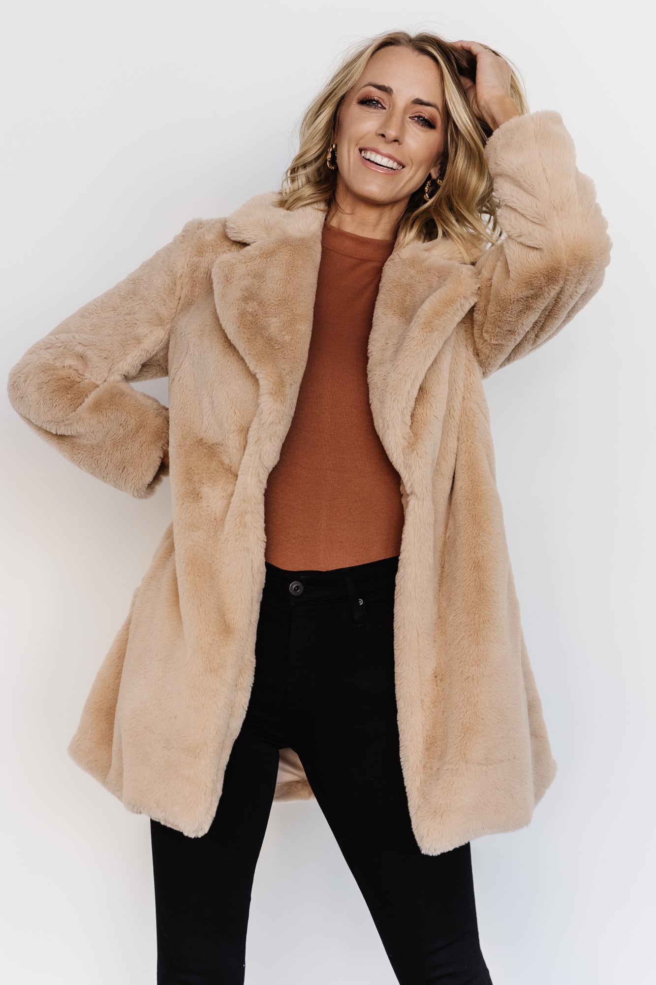 Narla Faux Fur Coat | Oatmeal Sale Low Cost