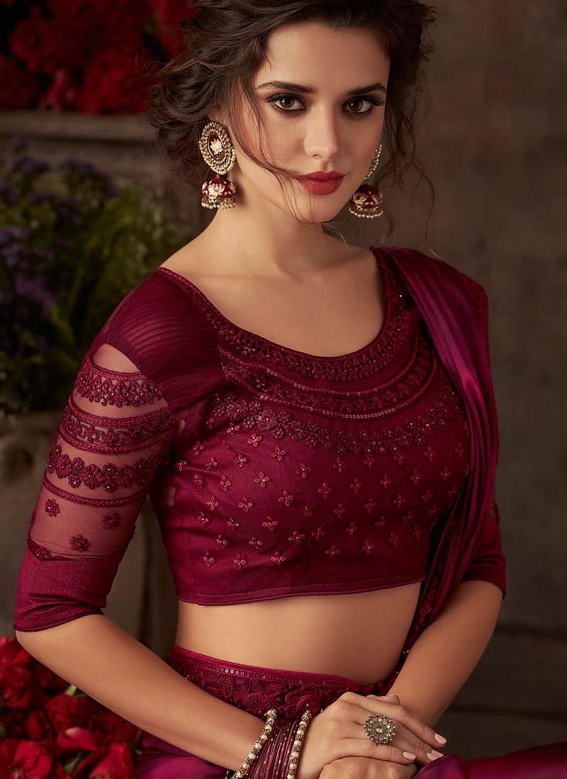 Maroon Color Georgette Base Heavy Work Base Party Wear Look Designer Saree From China Free Shipping Low Pice