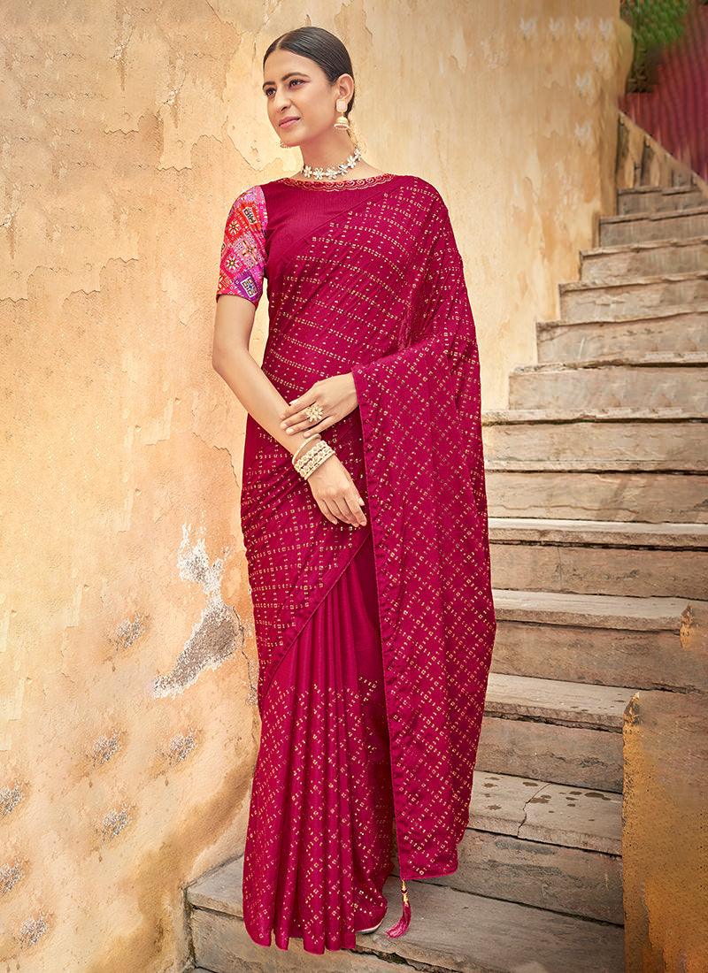 Embroidered Chinon Maroon Saree Where To Buy Cheap Real