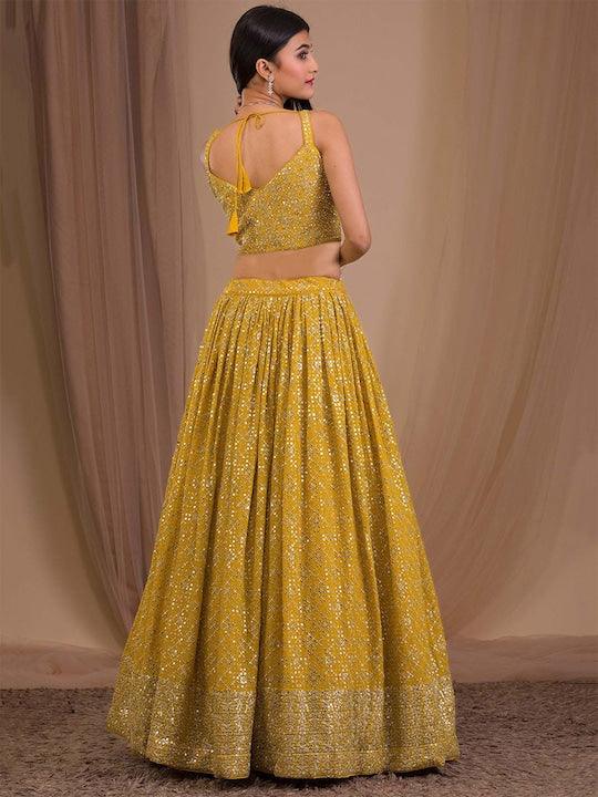 Yellow Georgette Embroidered and Sequinned lehenga choli Latest