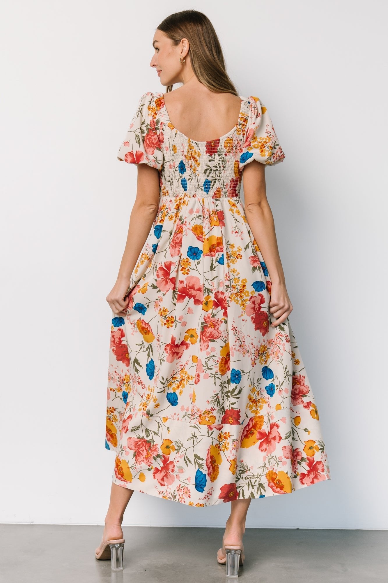 Greta Pleated Maxi Dress | Cream Multi Floral Best Wholesale