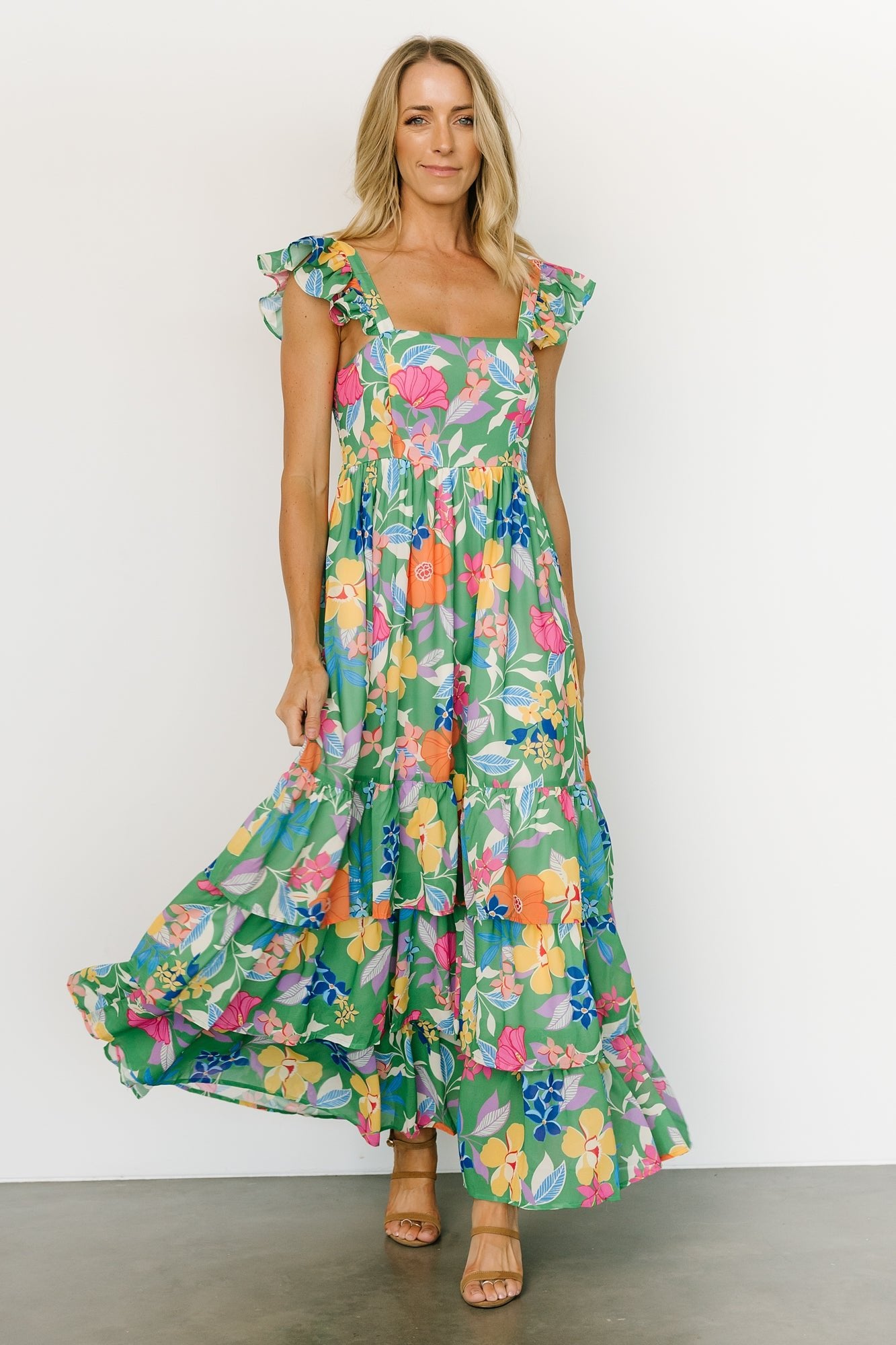 Monte Tiered Maxi Dress | Green Multi Clearance Factory Outlet