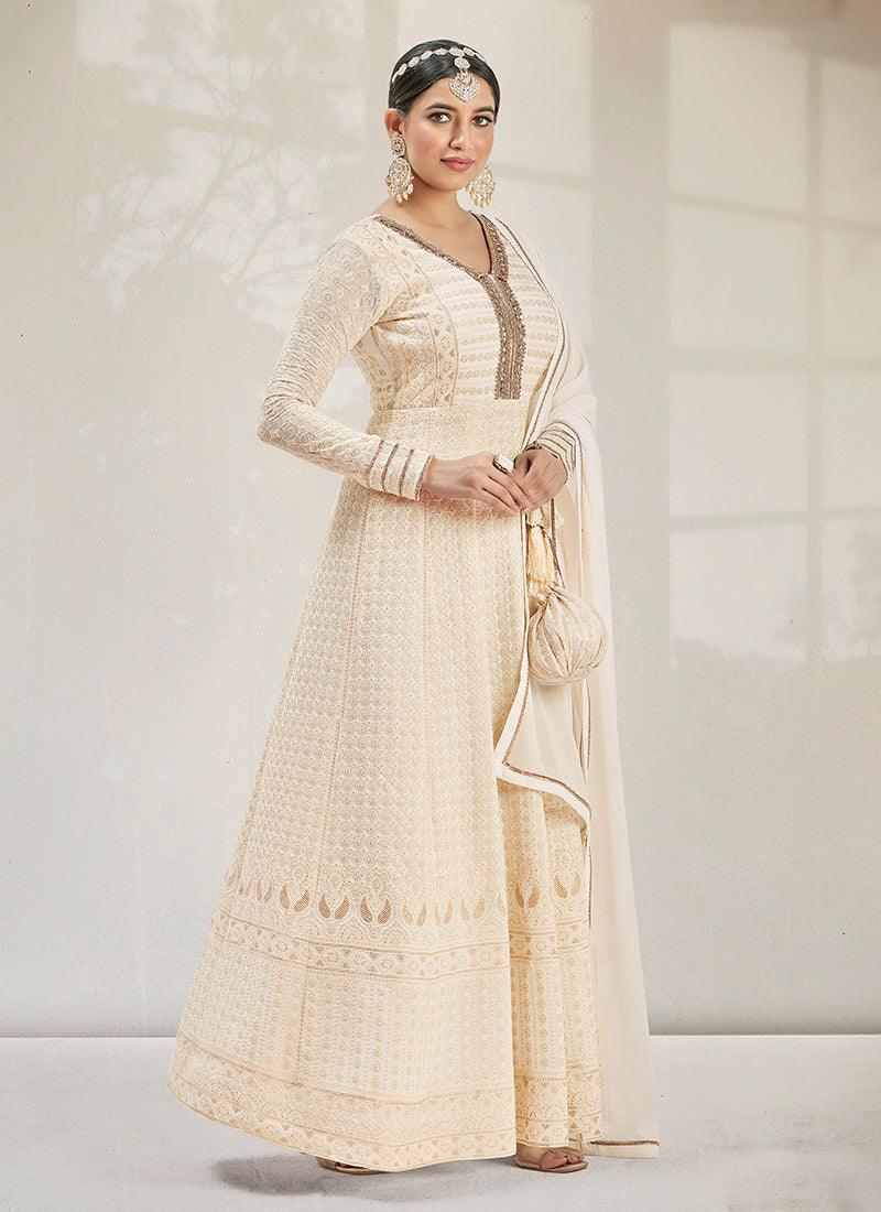 Pearl White Floor Length Anarkali Suit Cheap Sale Looking For