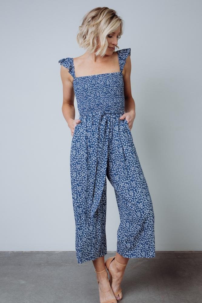 Hadley Smocked Jumpsuit | Navy Free Shipping Big Sale