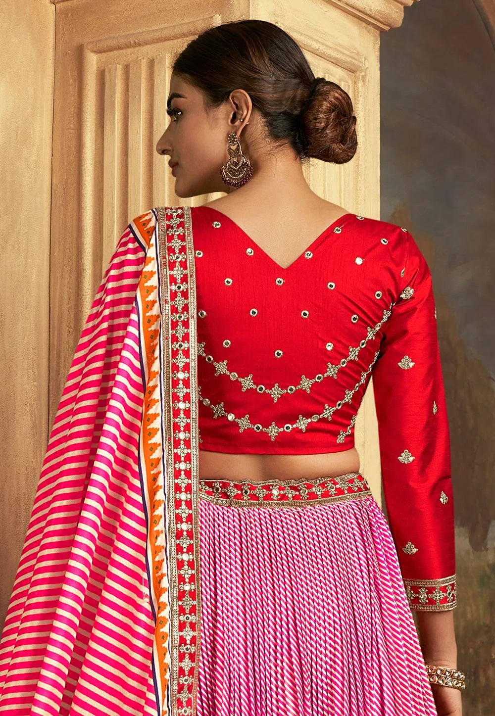 Enchanting Gaji Silk Pink-Red Patola Printed Lehenga Choli Choice Online