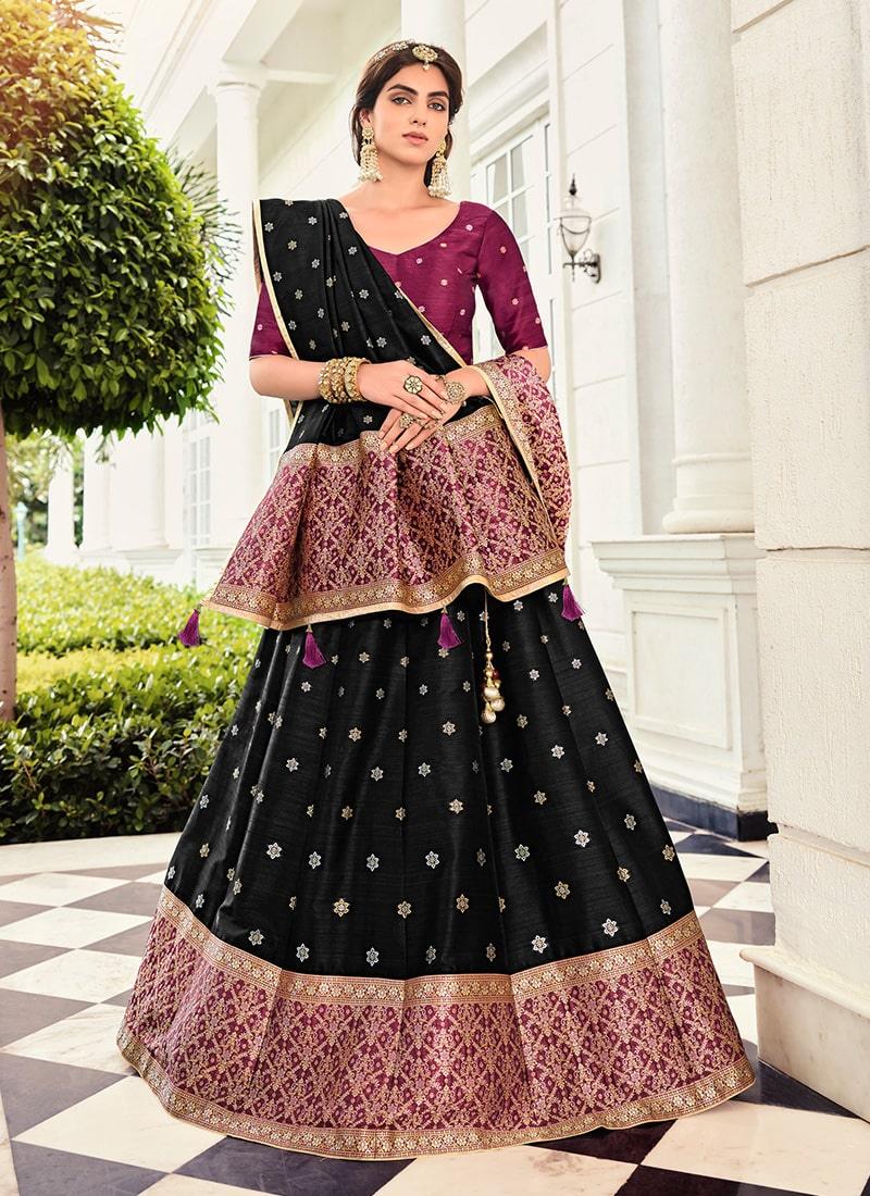 Digital Print Black Banarasi Lehenga With Dupatta Shipping Outlet Store Online