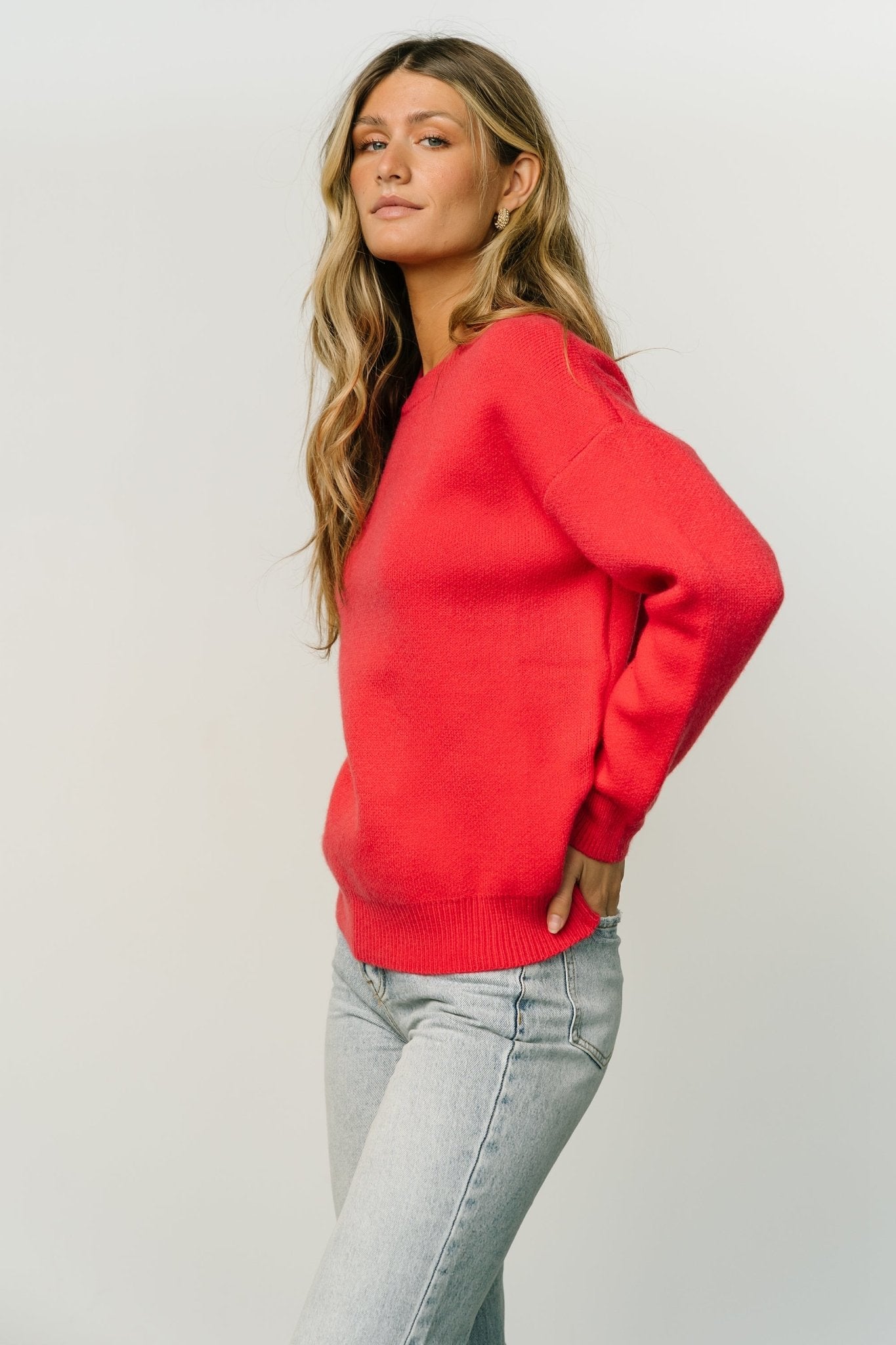 Tyson Knit Sweater | Cherry Red Free Shipping Online