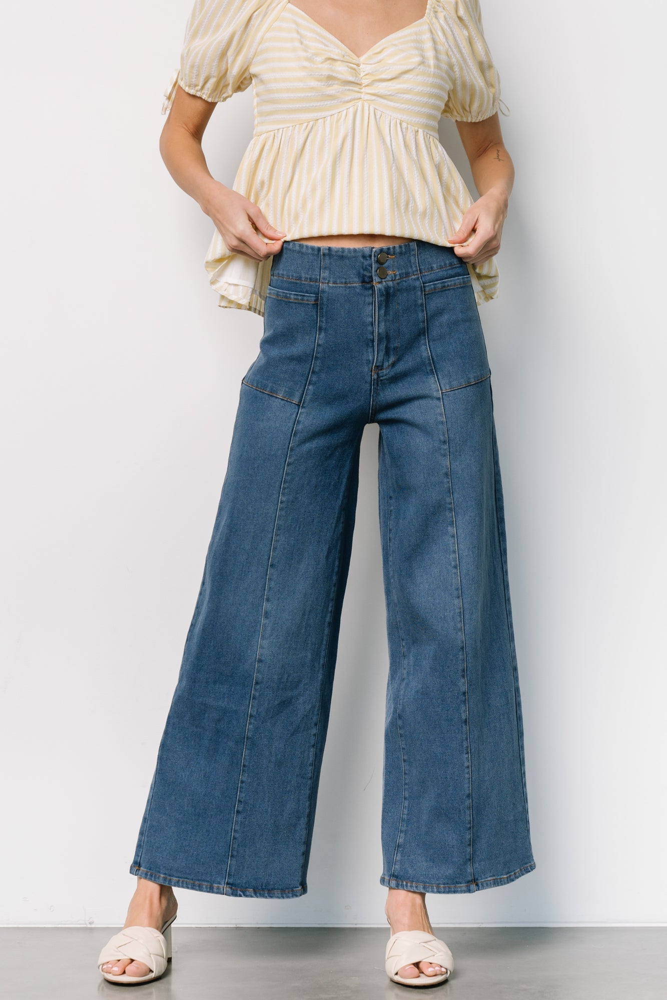 Emmi Mid Rise Wide Leg Jeans | Dark Wash Free Shipping For Nice