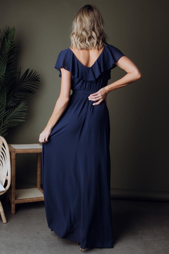 Katya Ruffle Maxi Dress | Navy Clearance Limited Edition