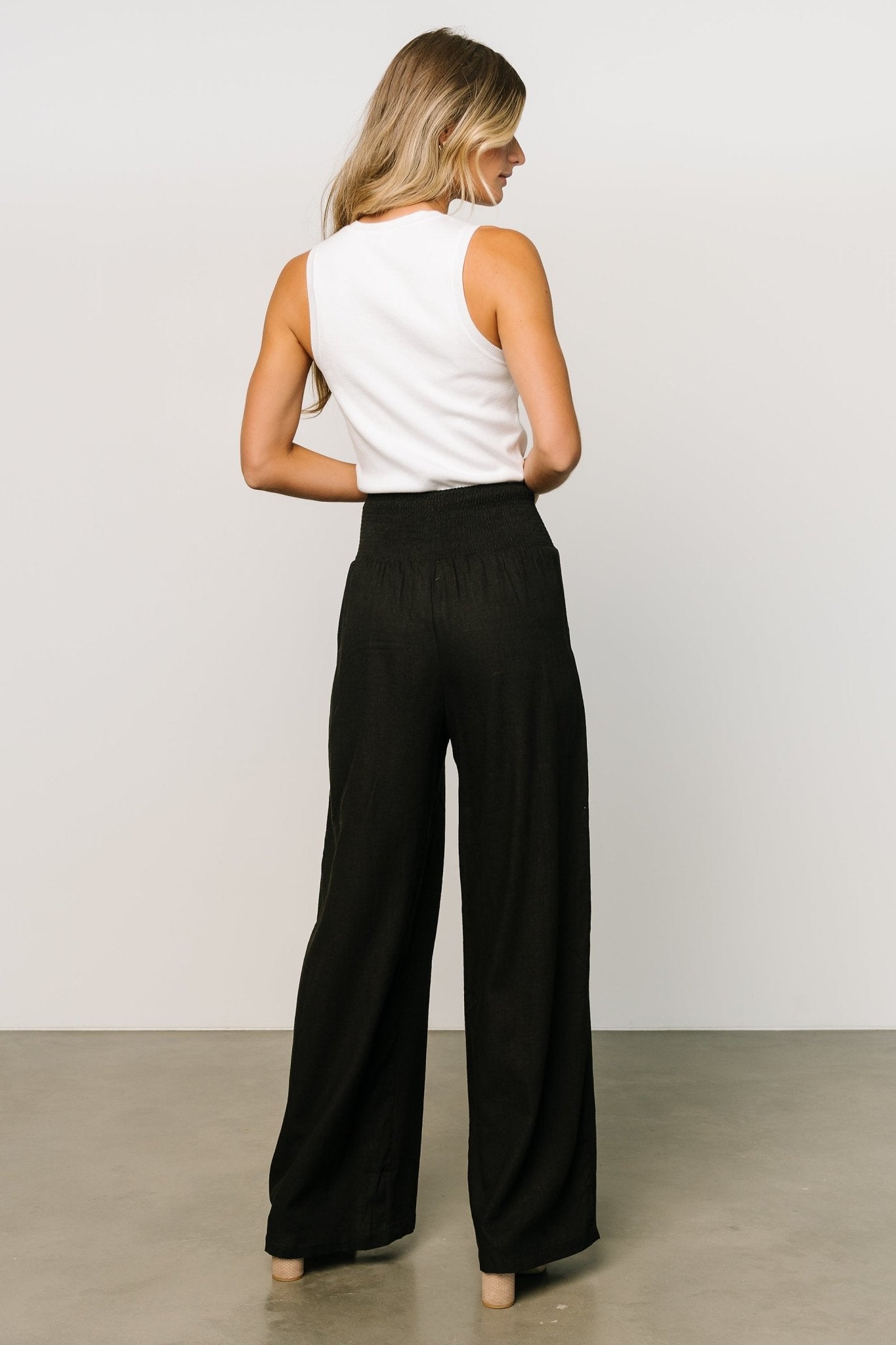 Parvati Smocked Waist Pants | Black Sale With Credit Card