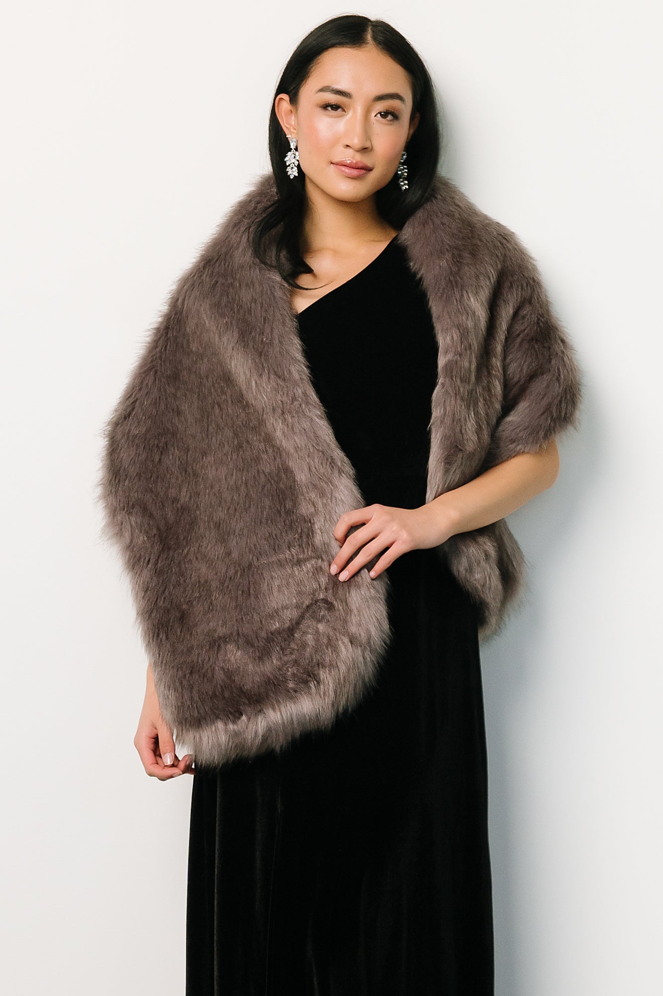 Jovie Faux Fur Shawl | French Gray Cheap Pice