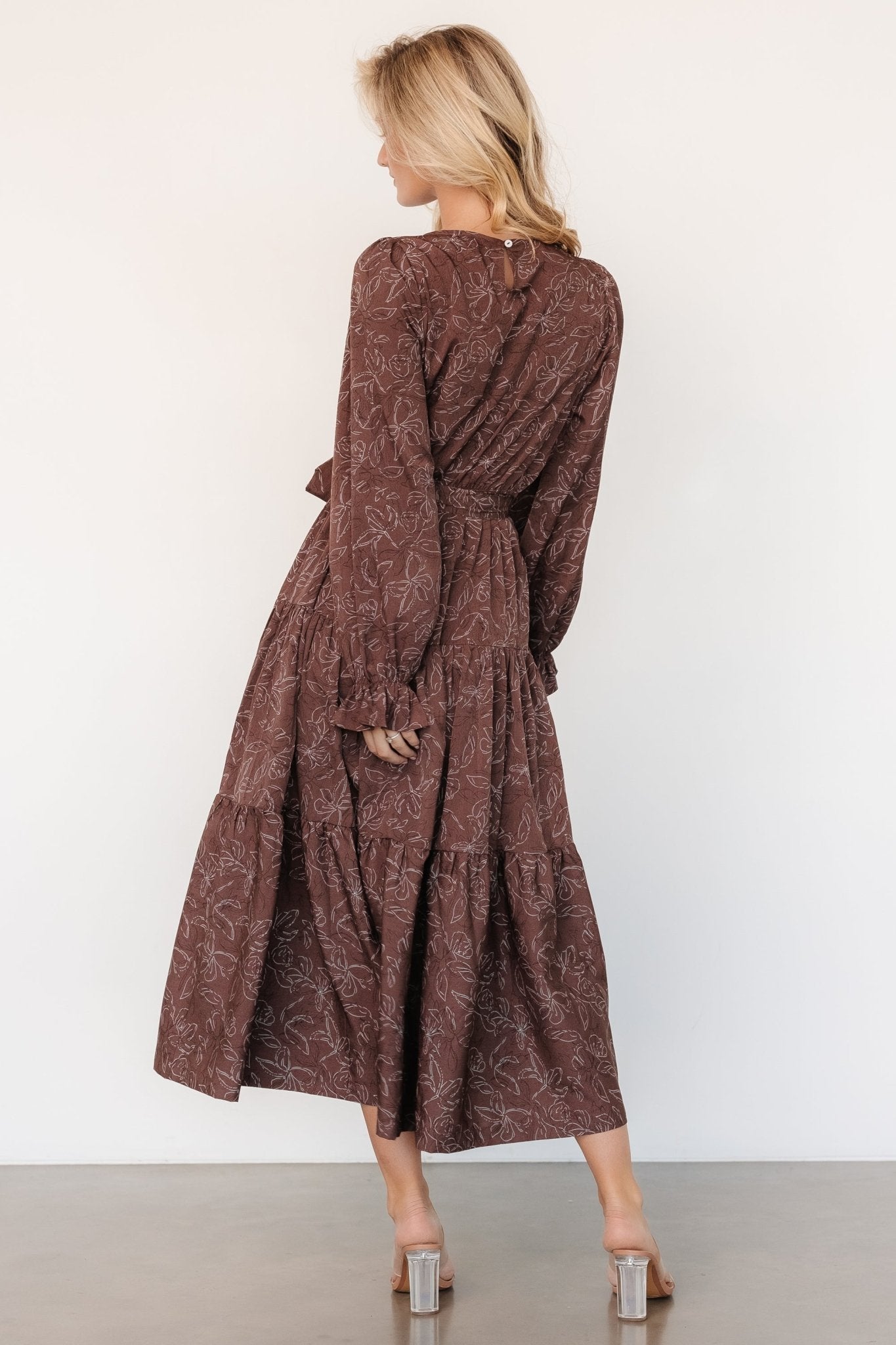 Ashlyn Long Sleeve Dress | Brown Print Deals Cheap Online