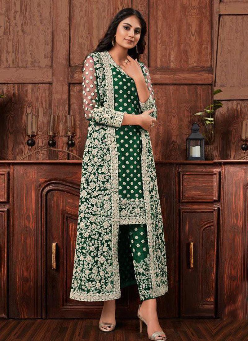 Dark Green Color Jacket Style Bollywood Salwar Kameez Discount Online Online