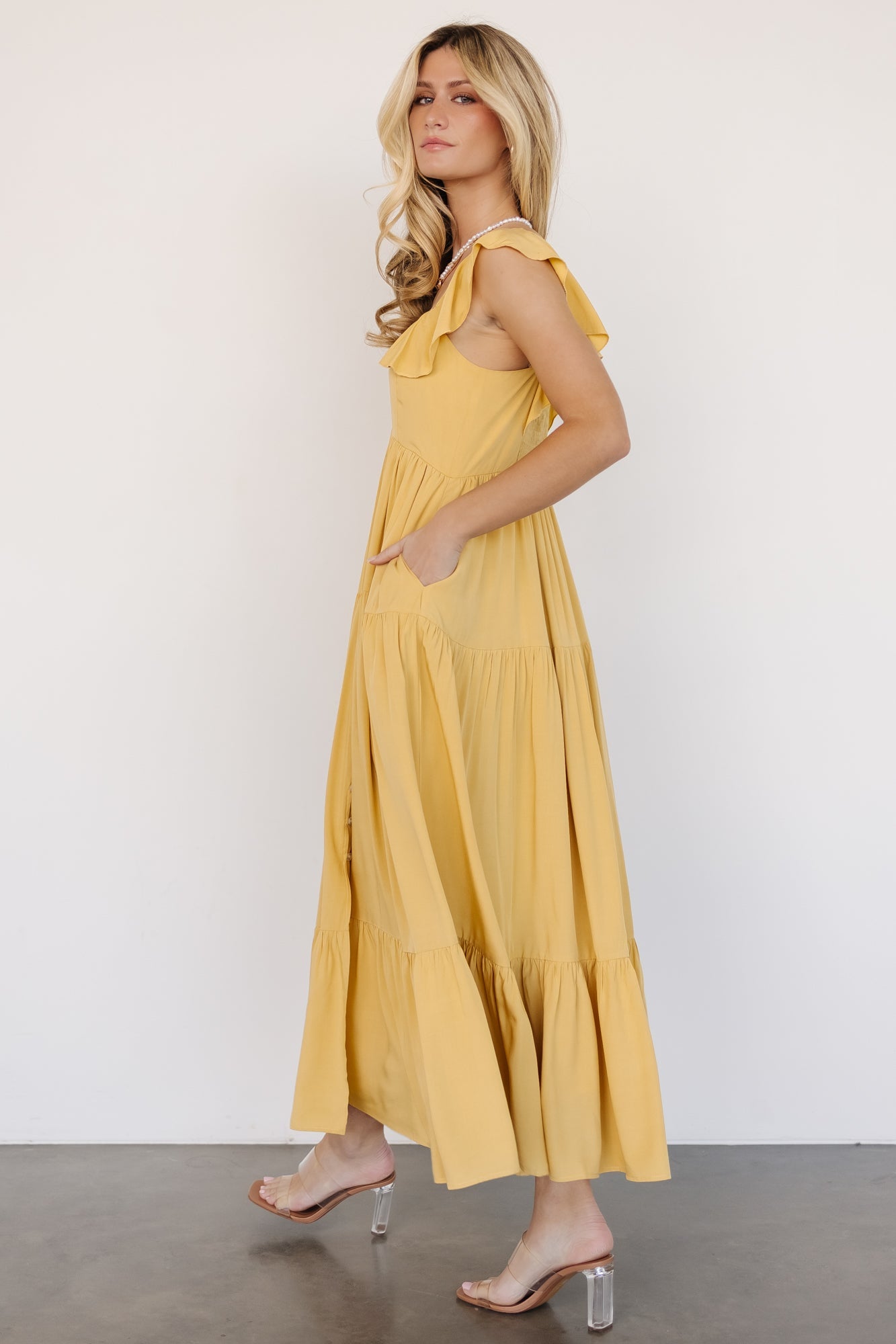 Ellie Ruffle Top Dress | Golden Yellow Big Sale Sale Online